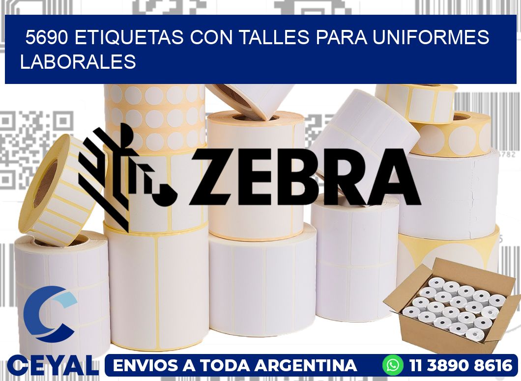 5690 etiquetas con talles para uniformes laborales
