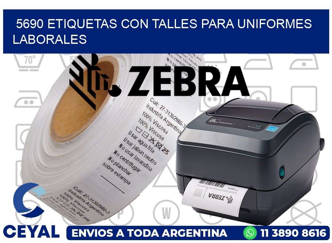 5690 etiquetas con talles para uniformes laborales