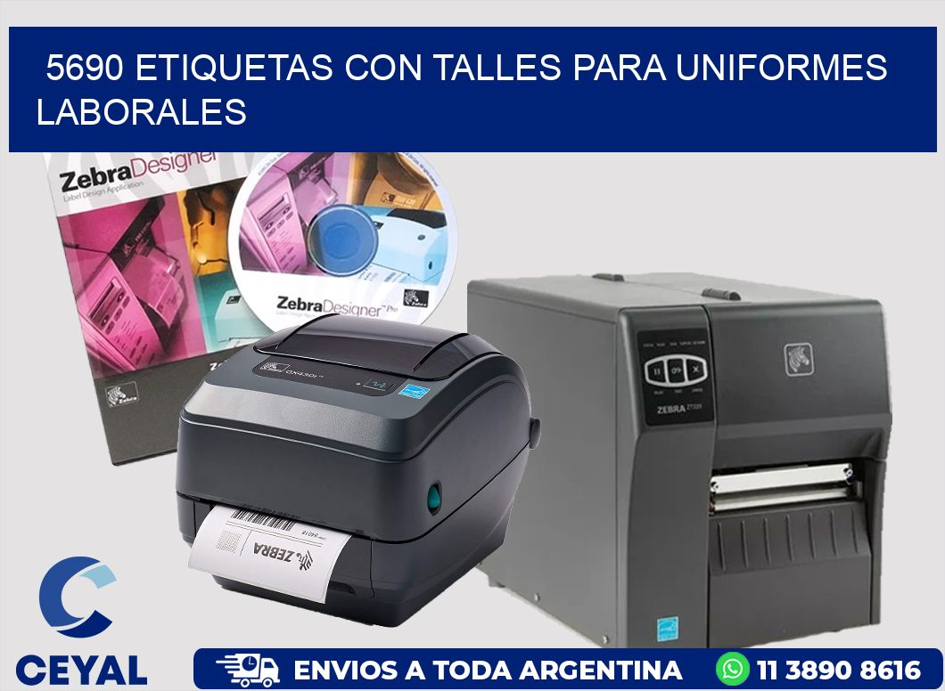 5690 etiquetas con talles para uniformes laborales