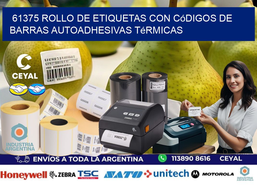 61375 Rollo de etiquetas con códigos de barras autoadhesivas térmicas