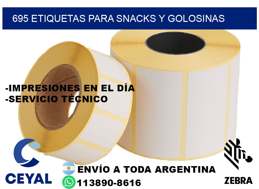 695 Etiquetas para snacks y golosinas