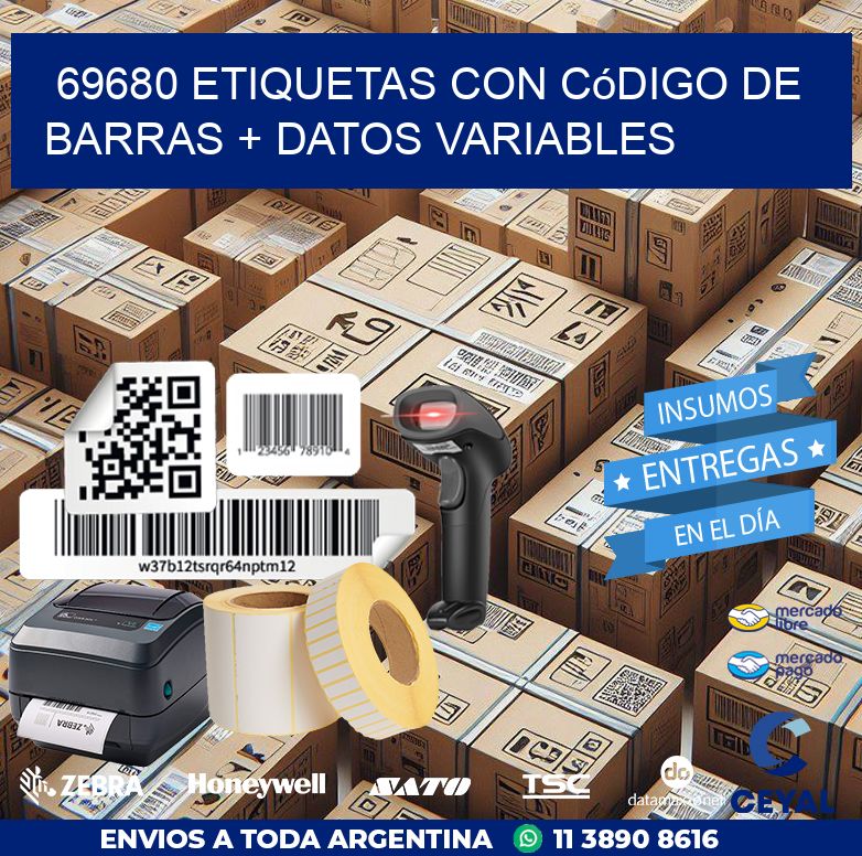 69680 etiquetas con código de barras + datos variables