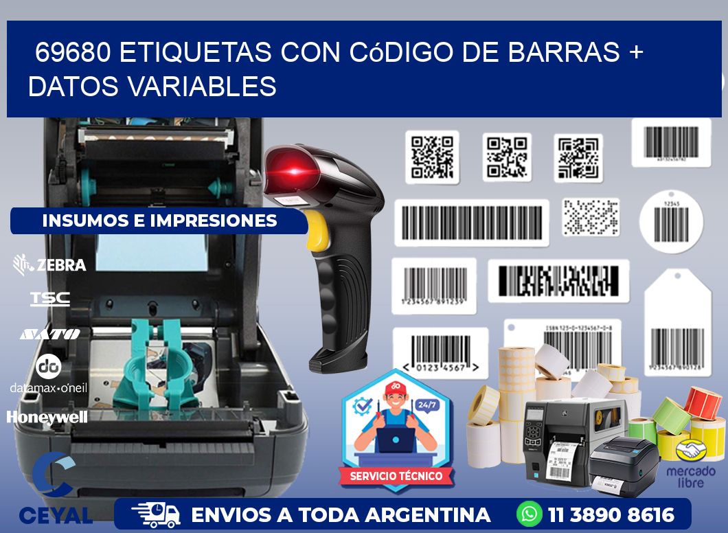 69680 etiquetas con código de barras + datos variables