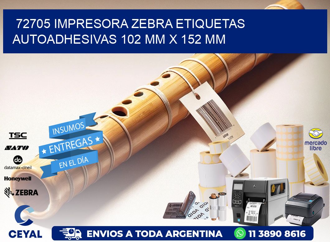 72705 impresora zebra etiquetas autoadhesivas 102 mm x 152 mm