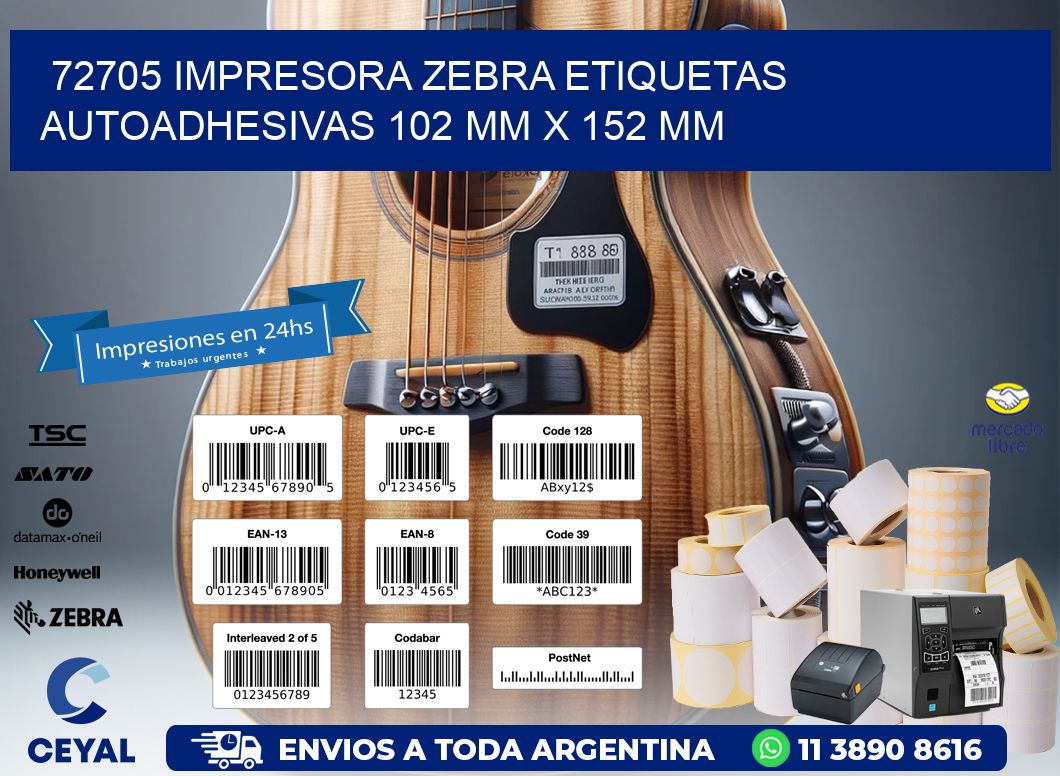 72705 impresora zebra etiquetas autoadhesivas 102 mm x 152 mm