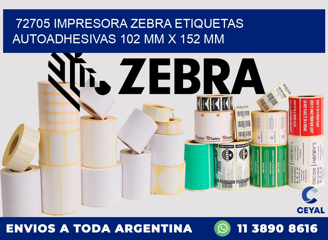 72705 impresora zebra etiquetas autoadhesivas 102 mm x 152 mm