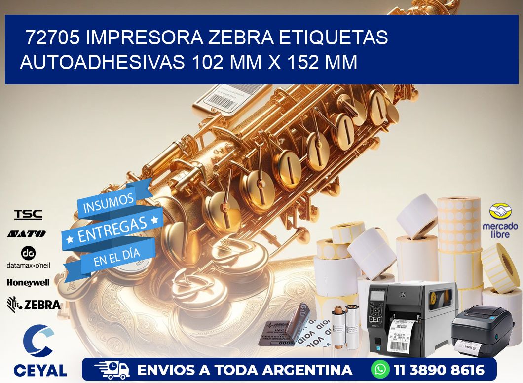 72705 impresora zebra etiquetas autoadhesivas 102 mm x 152 mm