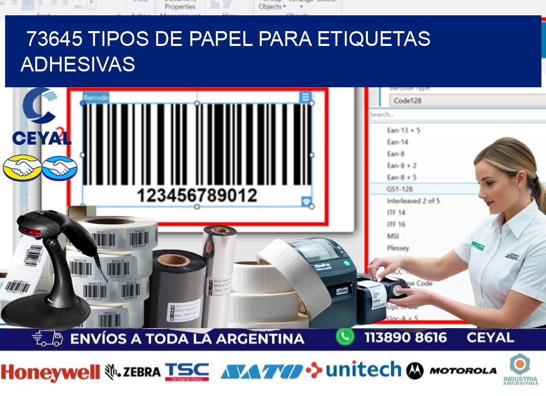 73645 Tipos de papel para etiquetas adhesivas