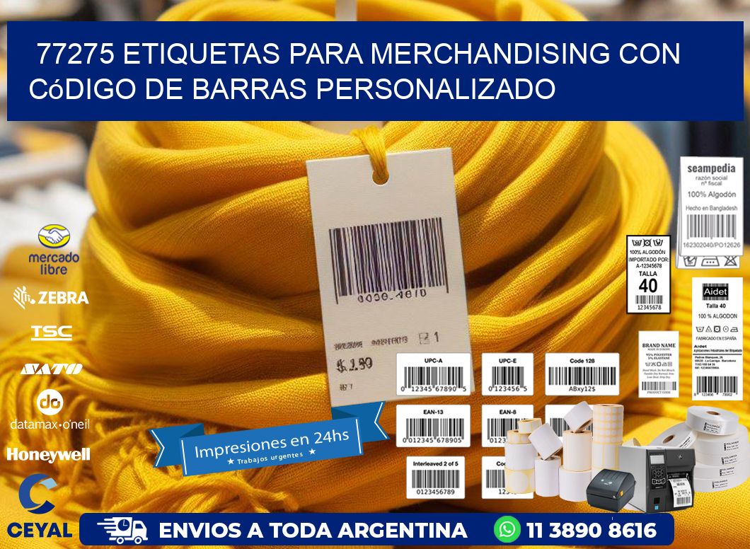 77275 etiquetas para merchandising con código de barras personalizado