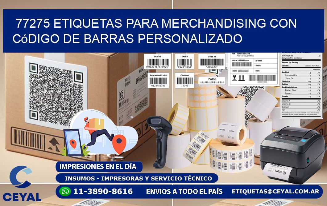 77275 etiquetas para merchandising con código de barras personalizado