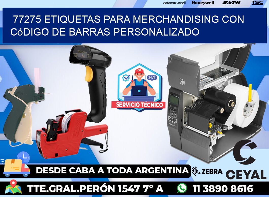 77275 etiquetas para merchandising con código de barras personalizado