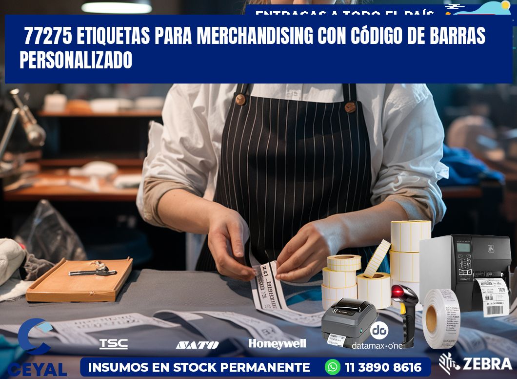 77275 etiquetas para merchandising con código de barras personalizado