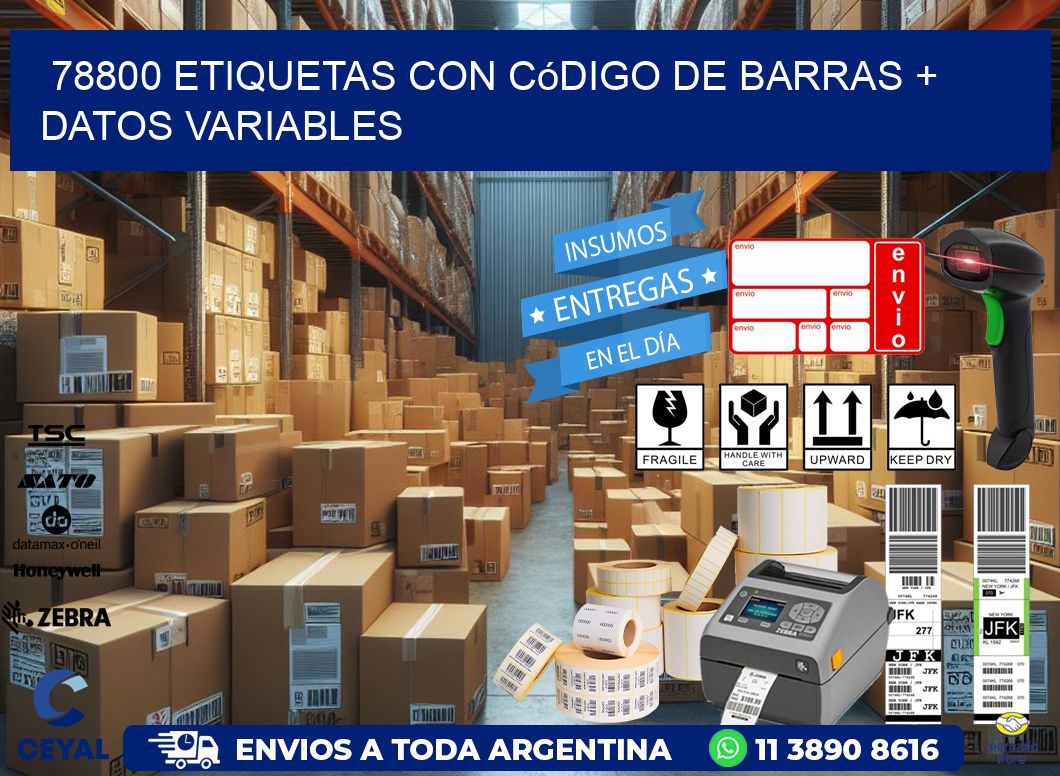 78800 etiquetas con código de barras + datos variables