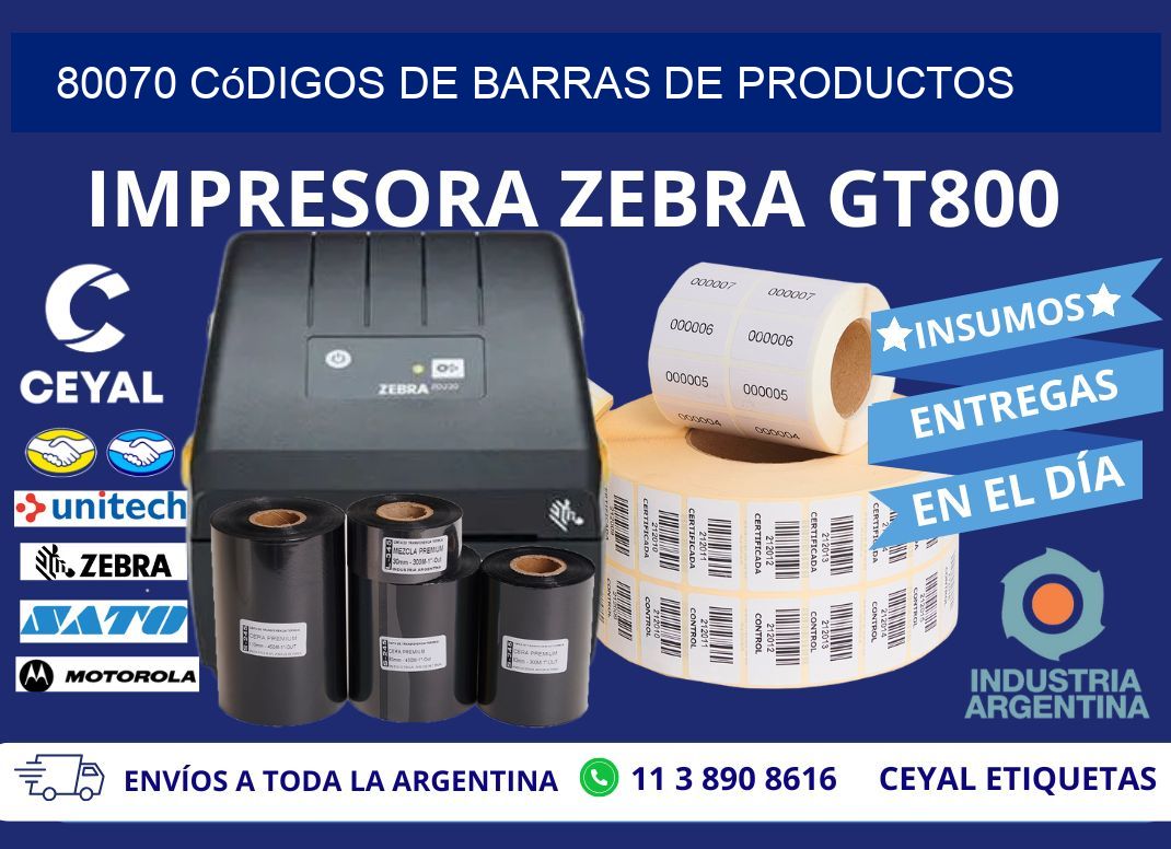 80070 Códigos de barras de productos
