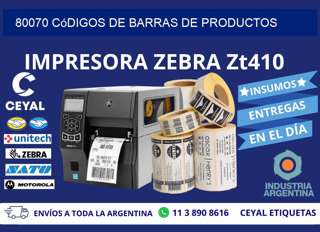 80070 Códigos de barras de productos
