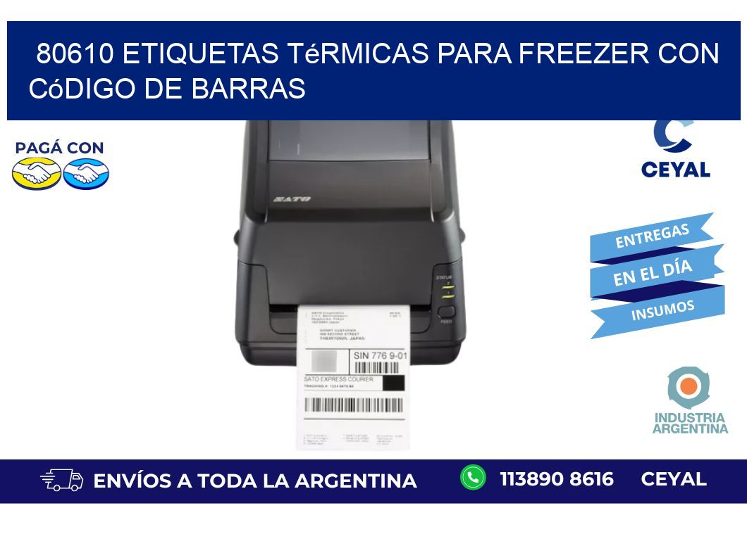 80610 etiquetas térmicas para freezer con código de barras