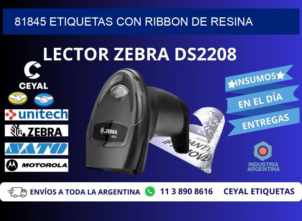 81845 etiquetas con ribbon de resina