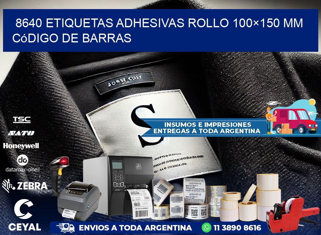 8640 etiquetas adhesivas rollo 100×150 mm código de barras
