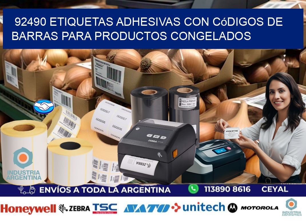92490 Etiquetas adhesivas con códigos de barras para productos congelados