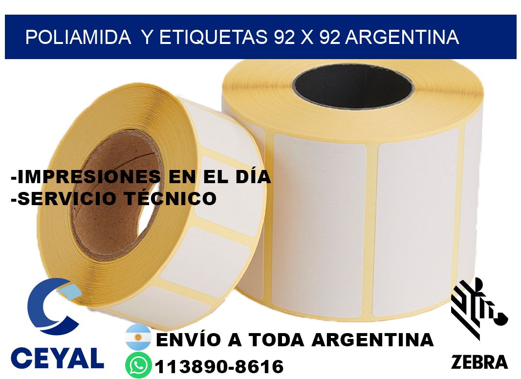 Poliamida  y etiquetas 92 x 92 argentina