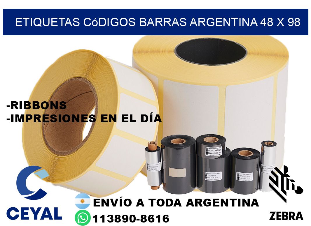 etiquetas códigos barras argentina 48 x 98