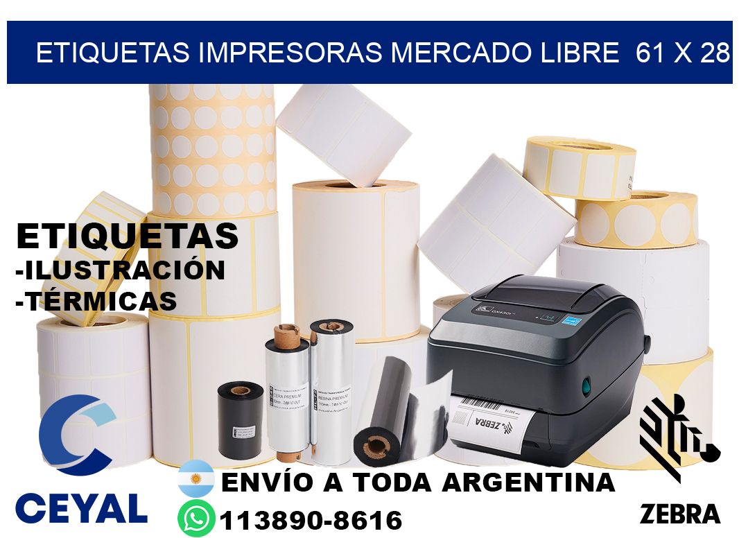 etiquetas impresoras mercado libre  61 x 28