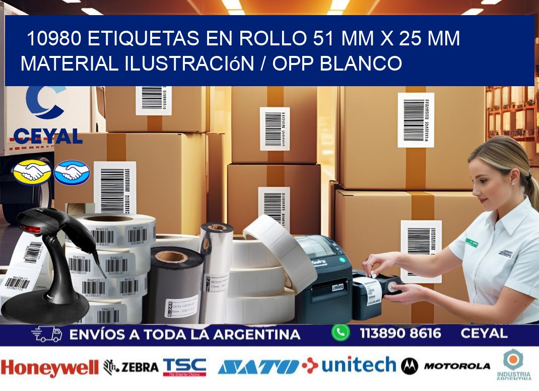 10980 Etiquetas en rollo 51 mm x 25 mm material Ilustración / OPP Blanco