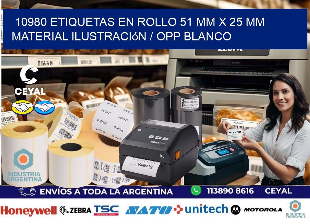 10980 Etiquetas en rollo 51 mm x 25 mm material Ilustración / OPP Blanco