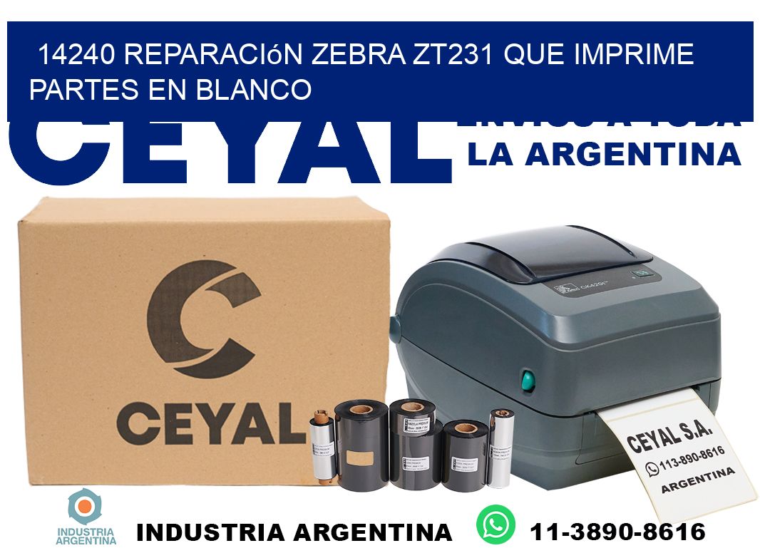 14240 reparación zebra zt231 que imprime partes en blanco