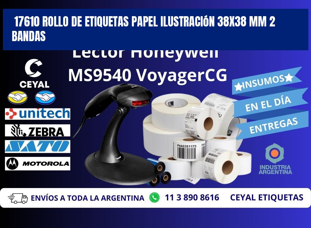17610 Rollo de Etiquetas Papel Ilustración 38x38 Mm 2 Bandas