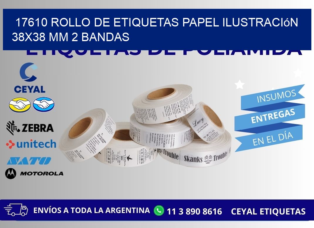 17610 Rollo de Etiquetas Papel Ilustración 38x38 Mm 2 Bandas