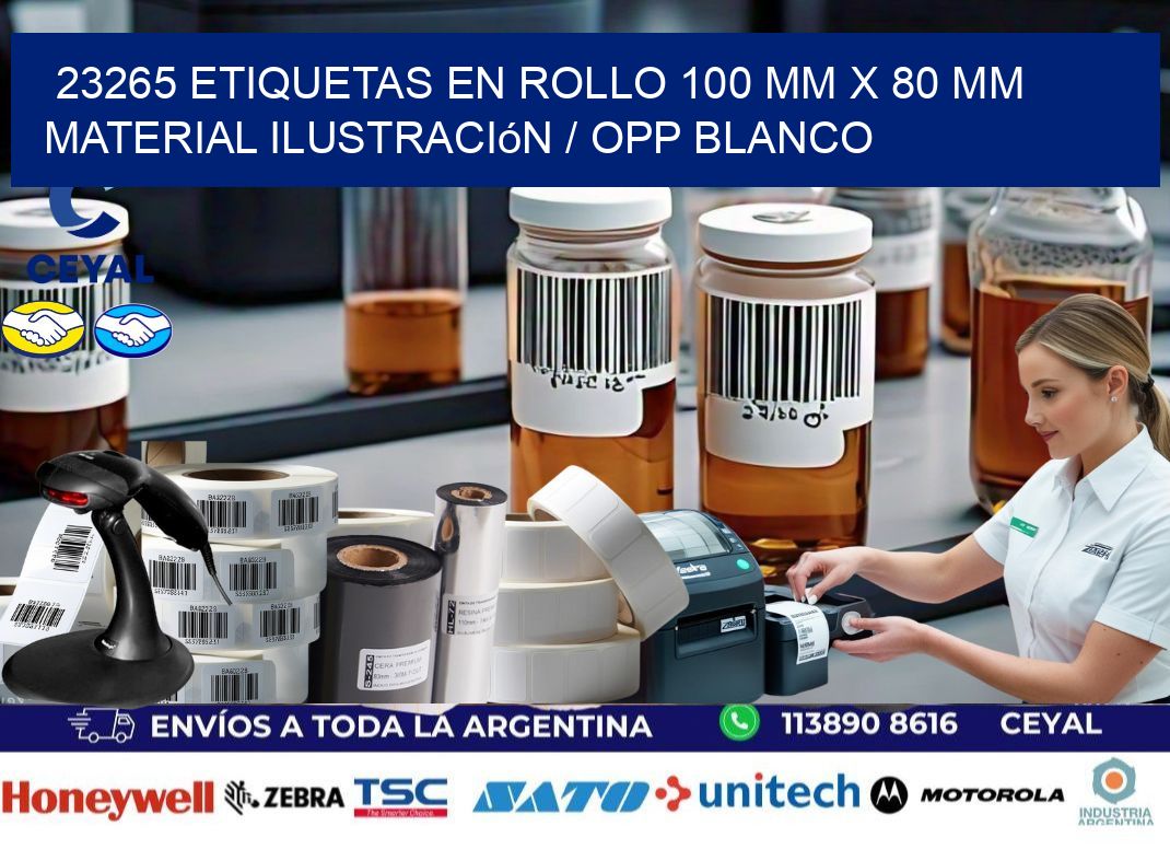 23265 Etiquetas en rollo 100 mm x 80 mm material Ilustración / OPP Blanco