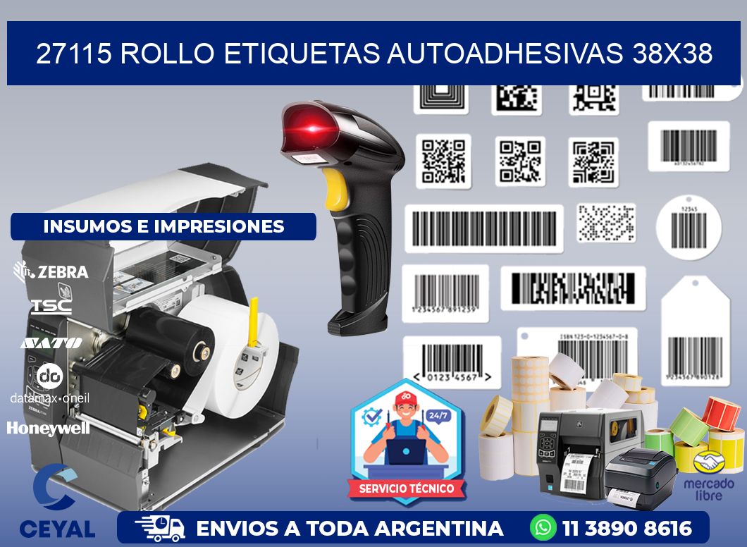 27115 Rollo Etiquetas autoadhesivas 38x38