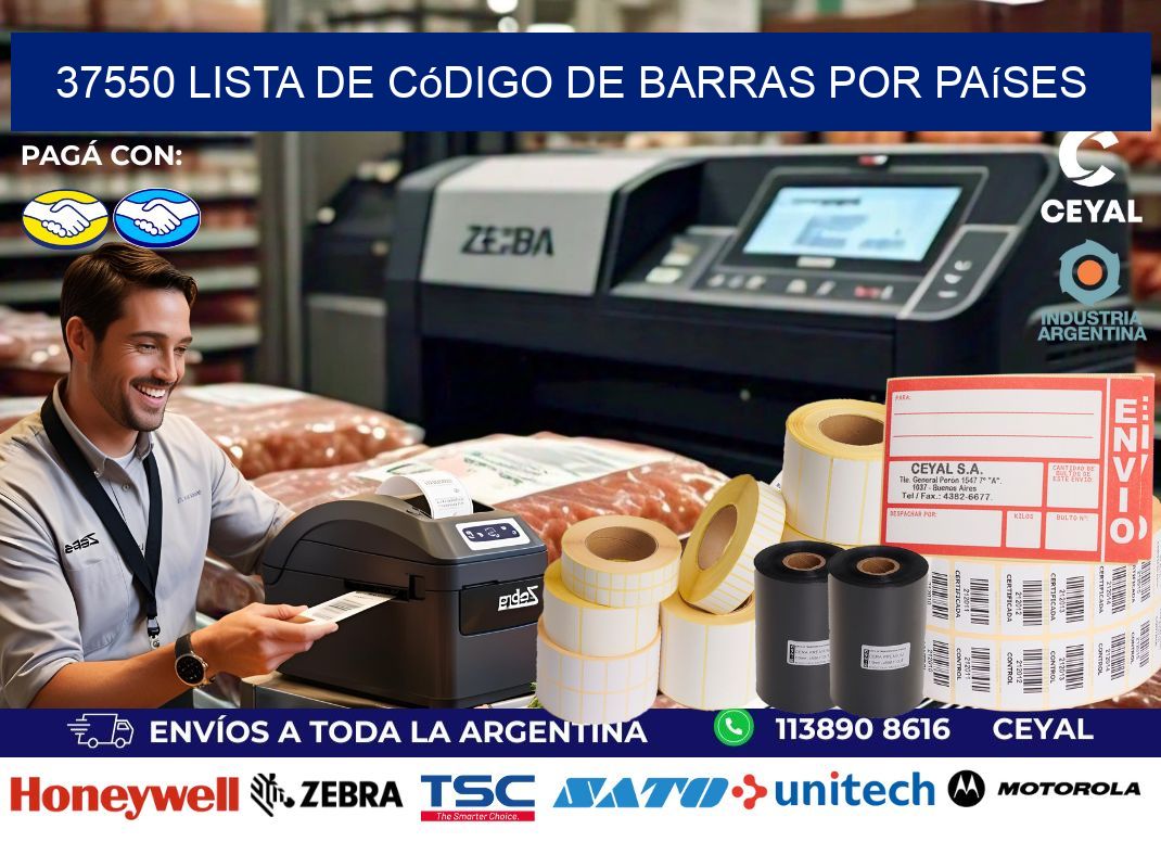 37550 Lista de código de barras por países