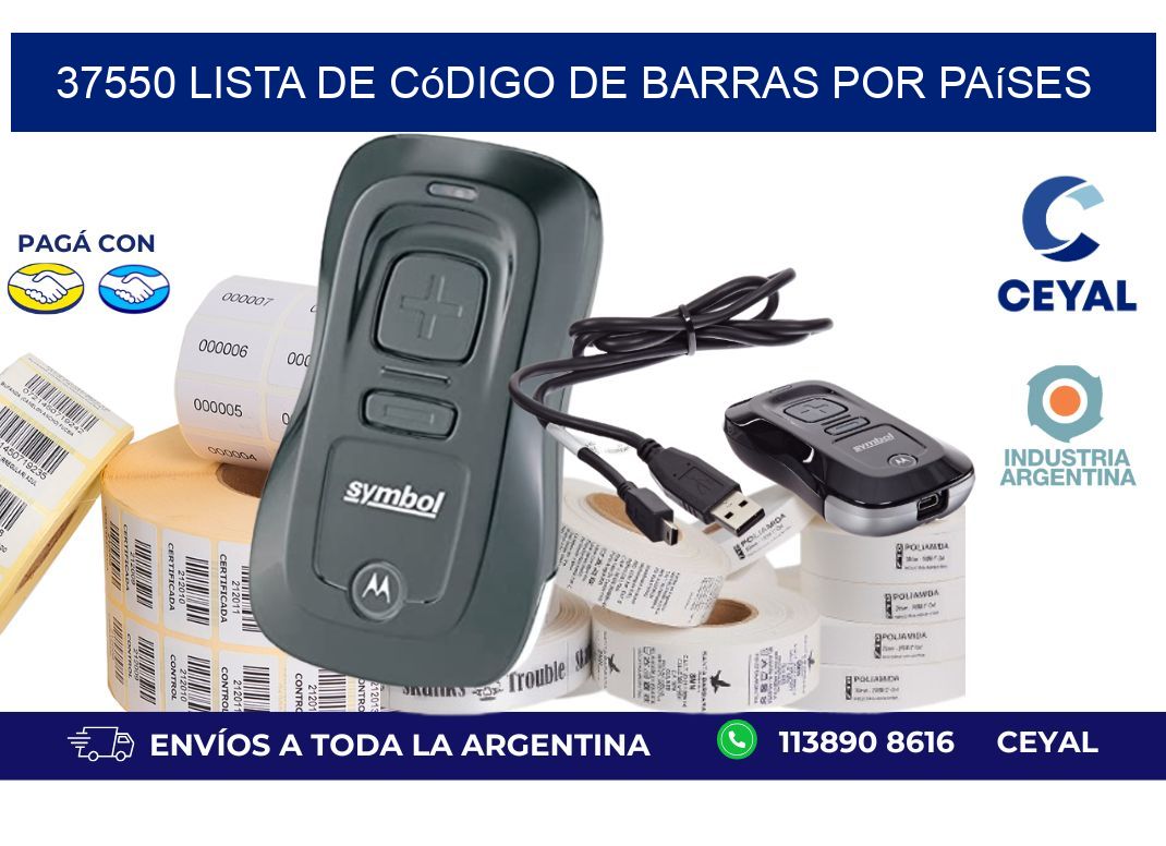 37550 Lista de código de barras por países