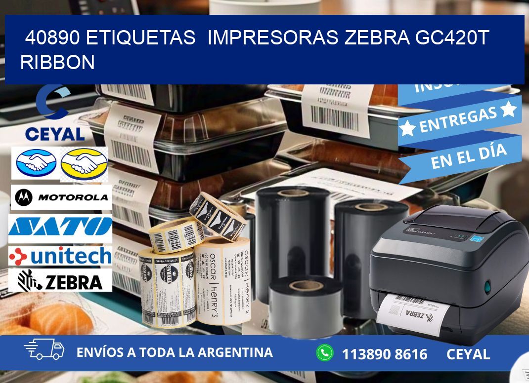 40890 etiquetas  impresoras zebra gc420t ribbon