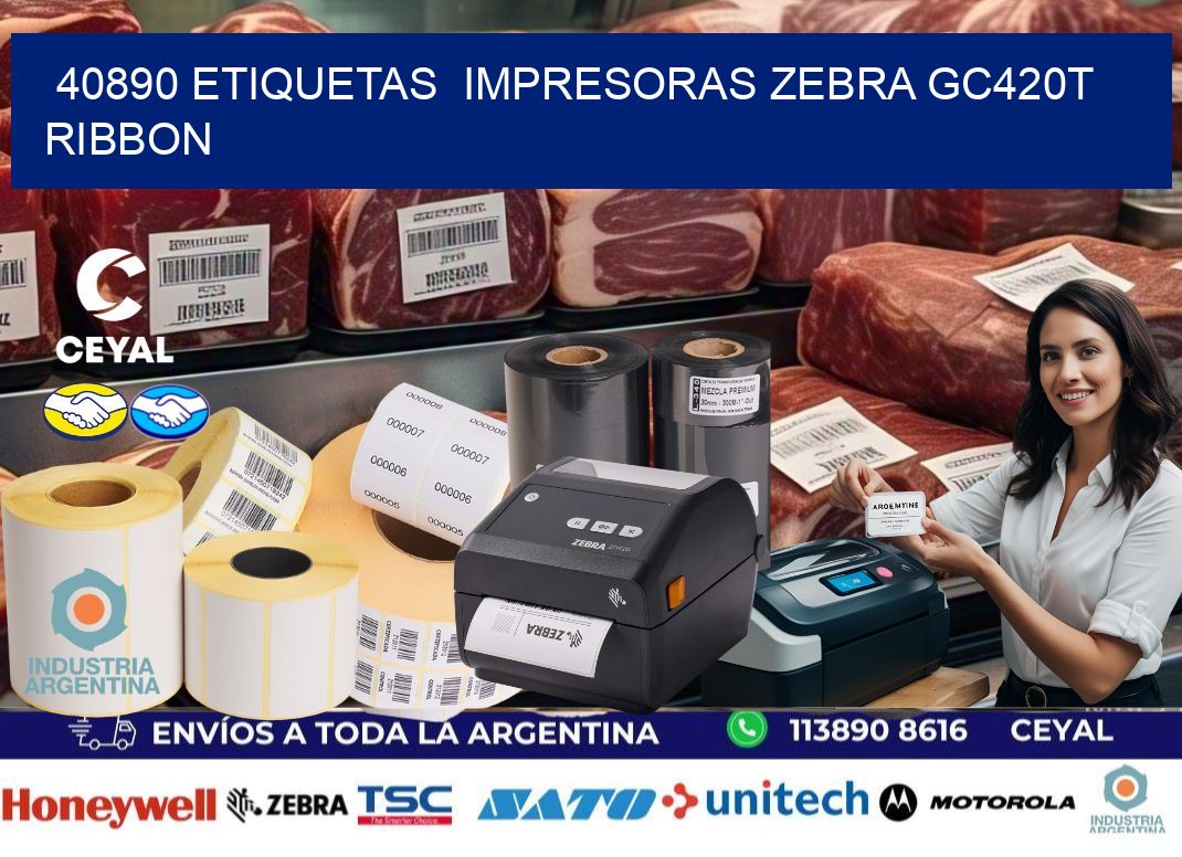 40890 etiquetas  impresoras zebra gc420t ribbon