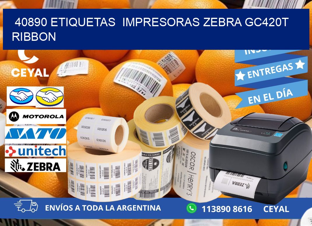 40890 etiquetas  impresoras zebra gc420t ribbon