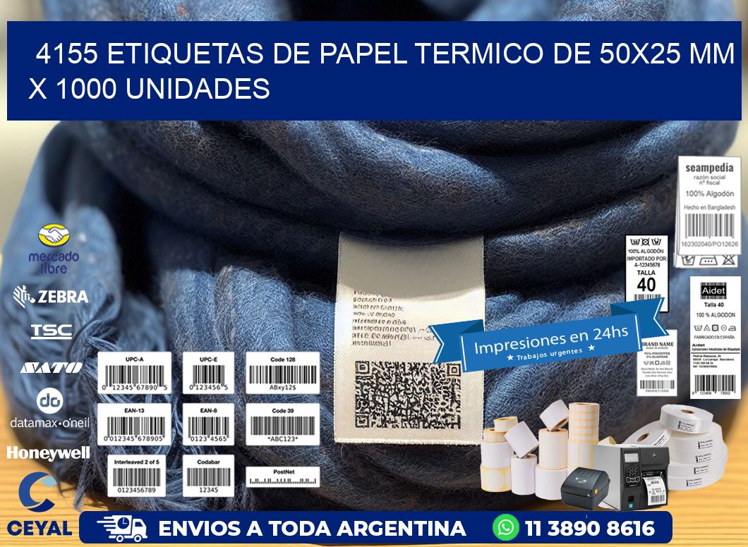 4155 Etiquetas De Papel Termico De 50x25 Mm X 1000 Unidades