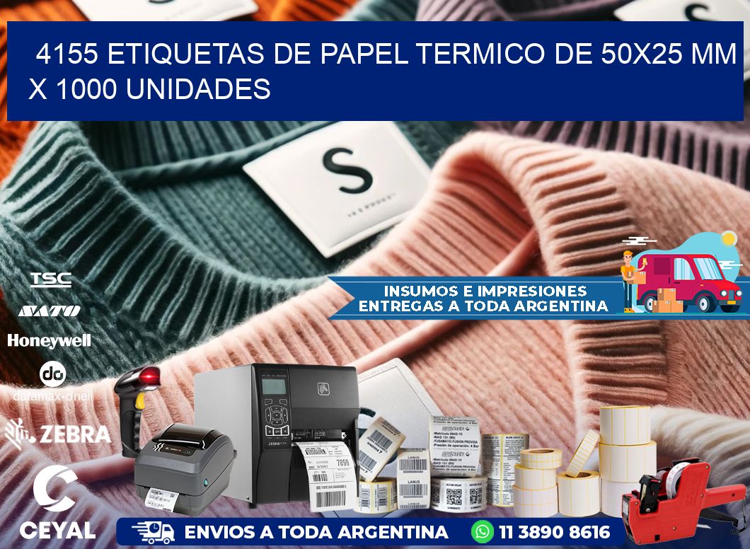 4155 Etiquetas De Papel Termico De 50x25 Mm X 1000 Unidades