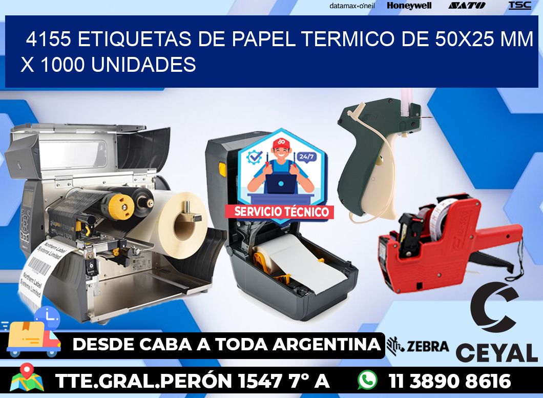 4155 Etiquetas De Papel Termico De 50x25 Mm X 1000 Unidades