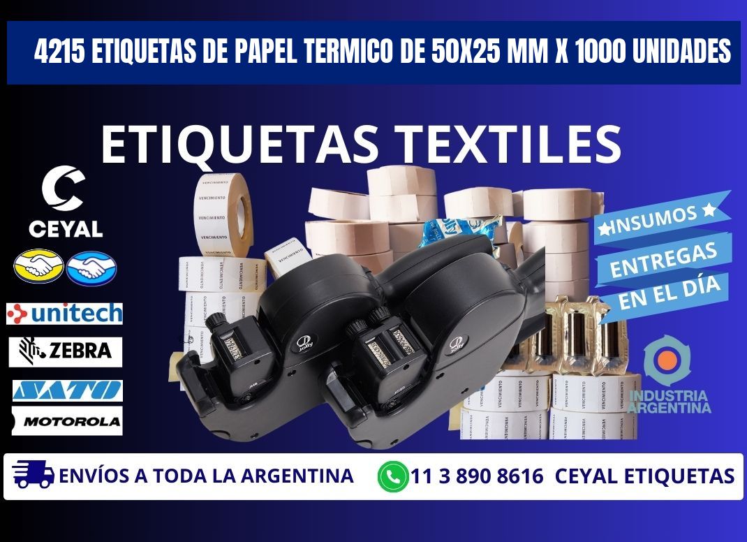 4215 Etiquetas De Papel Termico De 50x25 Mm X 1000 Unidades
