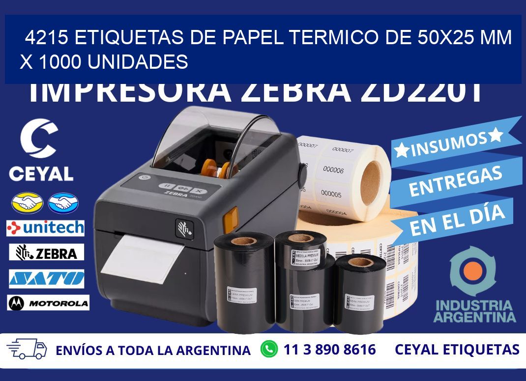 4215 Etiquetas De Papel Termico De 50x25 Mm X 1000 Unidades