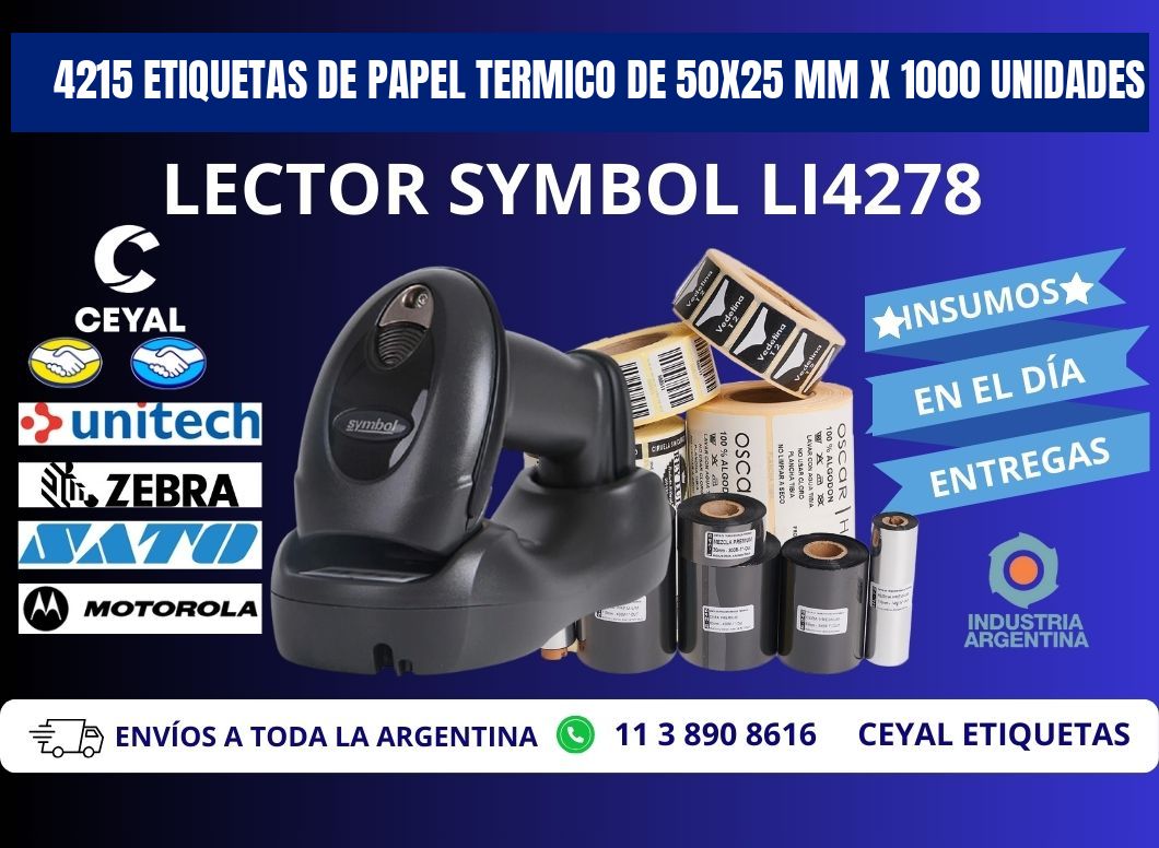 4215 Etiquetas De Papel Termico De 50x25 Mm X 1000 Unidades