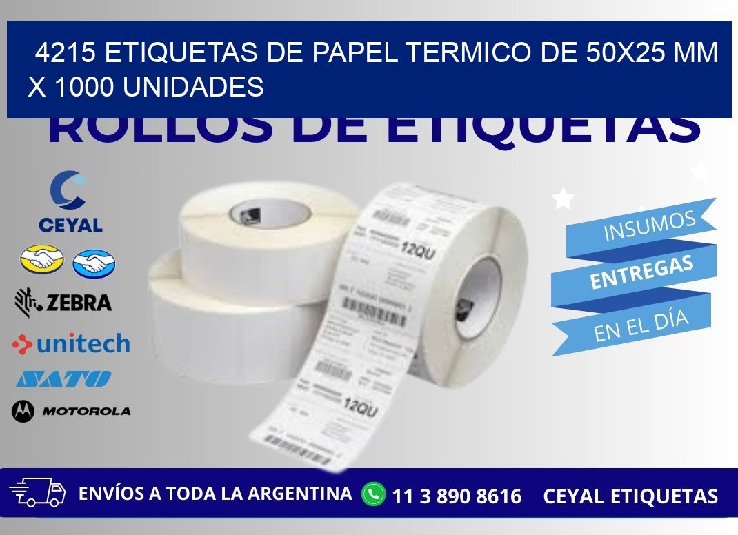 4215 Etiquetas De Papel Termico De 50x25 Mm X 1000 Unidades