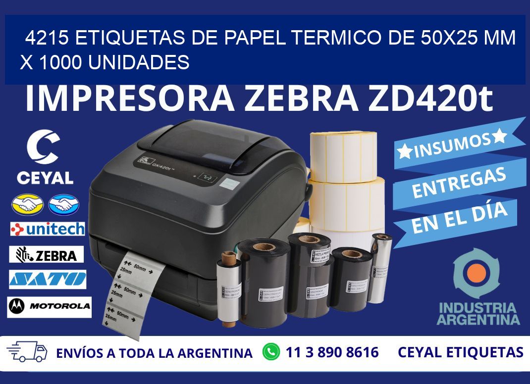 4215 Etiquetas De Papel Termico De 50×25 Mm X 1000 Unidades