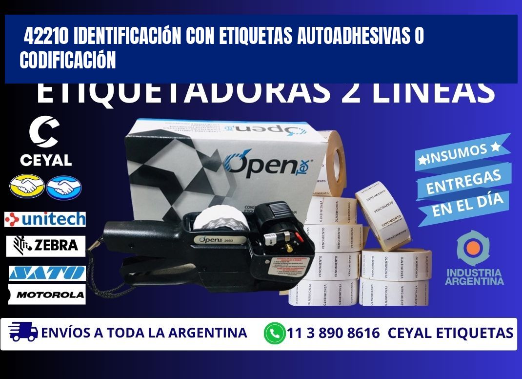 42210 identificación con etiquetas autoadhesivas o codificación