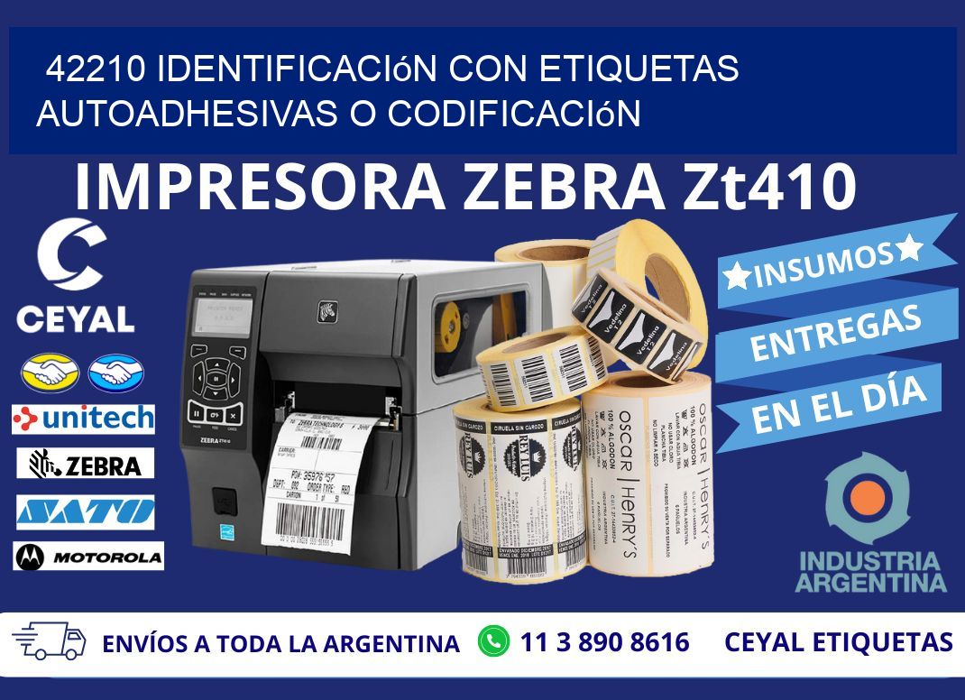 42210 identificación con etiquetas autoadhesivas o codificación