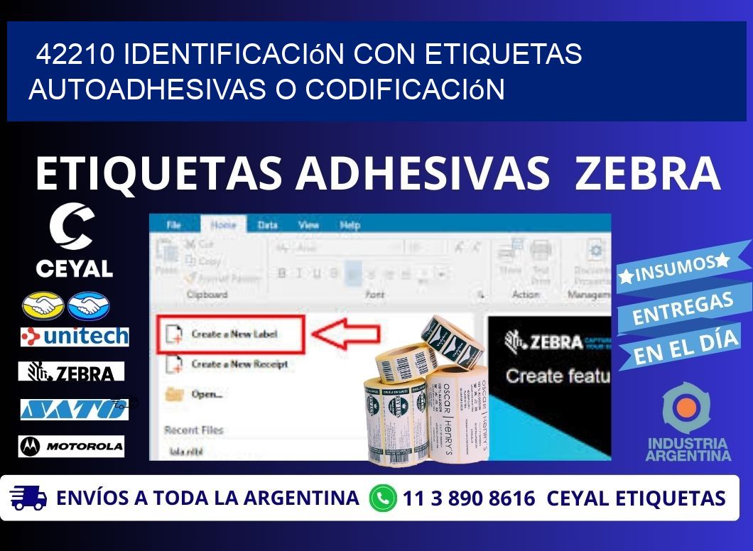 42210 identificación con etiquetas autoadhesivas o codificación