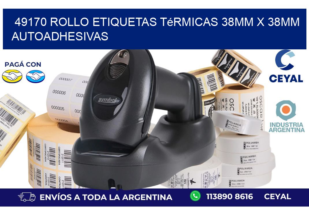 49170 Rollo Etiquetas Térmicas 38mm X 38mm Autoadhesivas